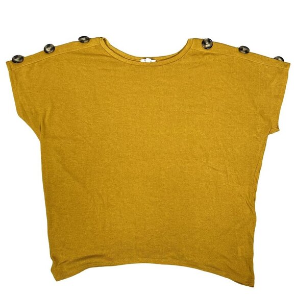 89th and Madison Mustard Short Sleeve Blouse Size Large - Picture 5 of 5